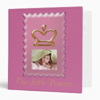Pink Princess Crown Baby Girl Photo Album 3 Ring Binder